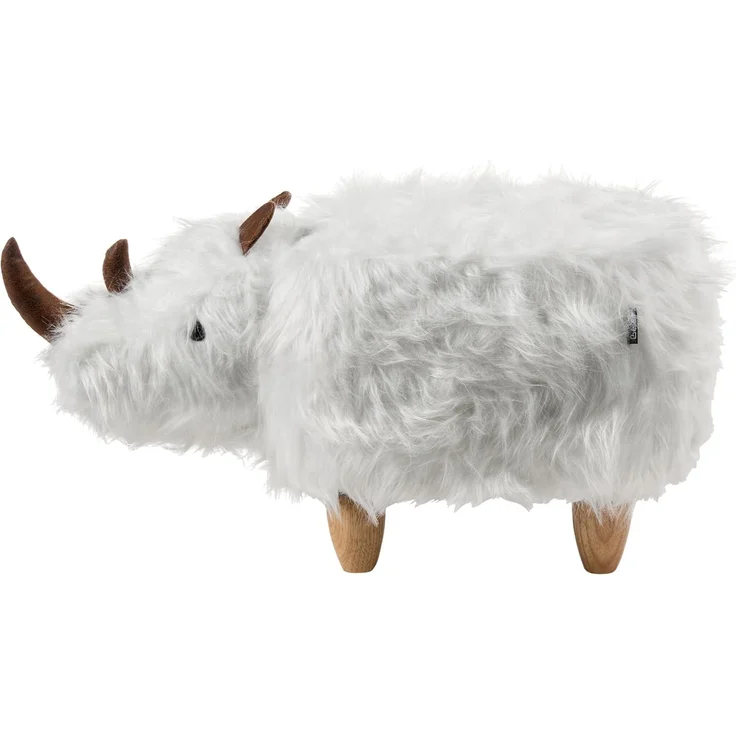 Tierhocker WOOLLY Nashorn Webpelz Weiß – Bild 7