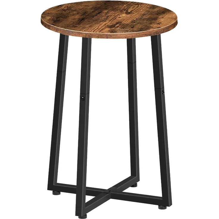 HOOBRO Beistelltisch Rund, Couchtisch mit Stabilem X-Förmigem Metallrahmen, 40 cm Nachttisch Kleiner Tisch für Wohnzimmer, Schlafzimmer, Vintagebraun und Schwarz EBF95BZ01 – Bild 9