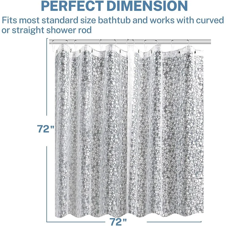 NEU 3D 180 x 180 cm Duschvorhang Wasserdicht Anti Schimmel Antibakteriell+ 12 Ringe DE--Uraltes Weiß--1x23x28cm--YOUDENOVA – Bild 8