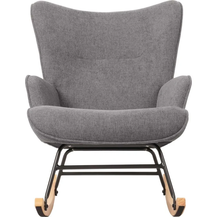 Schaukelstuhl HWC-N14, Schwingstuhl Relaxsessel Fernsehsessel, Massiv-Holz Metall Stoff/Textil 320g/m² ~ dunkelgrau – Bild 7