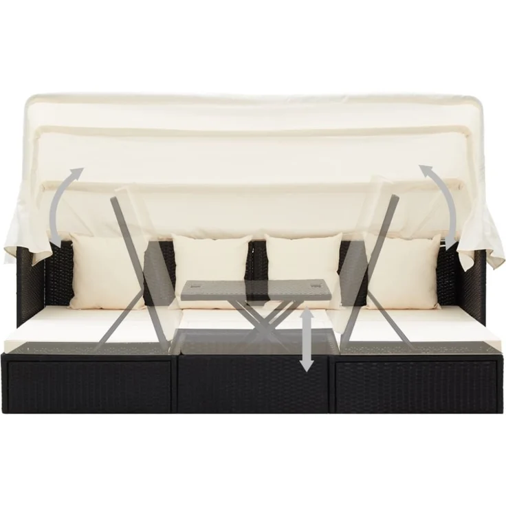 vidaXL Garten-Sonneninsel mit Dach Schwarz Poly Rattan 46156 – Bild 2