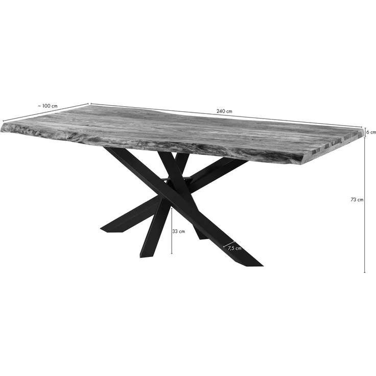 Baumtisch Sheesham 240x100x79 natur sandgestrahlt / Mikado-Beine anthrazit matt FREEFORM 5 – Bild 6