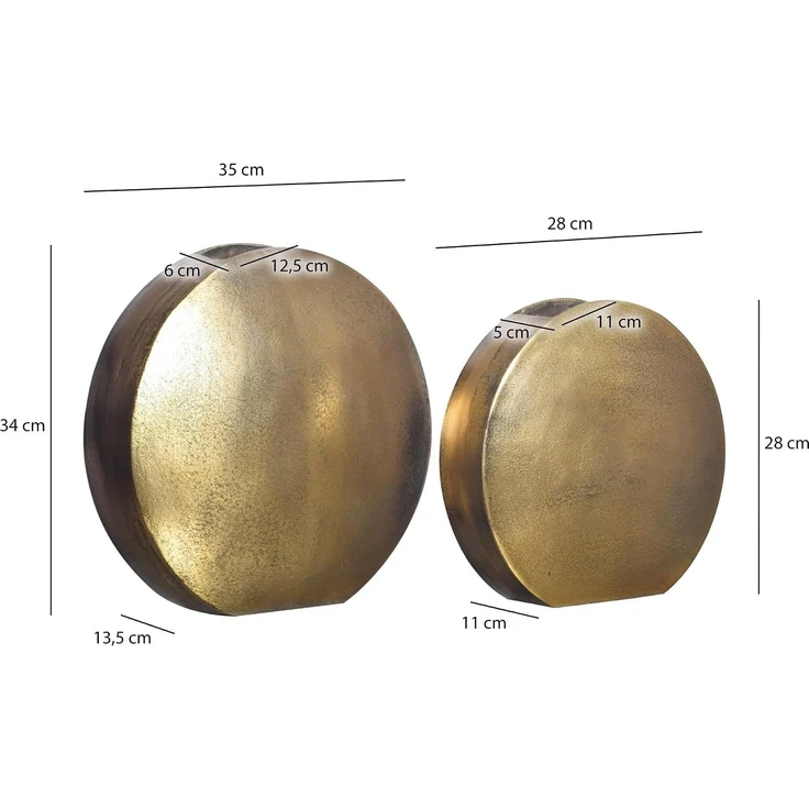 Deko Vase 2er Set Aluminium Gold Blumenvase Modern – Bild 4