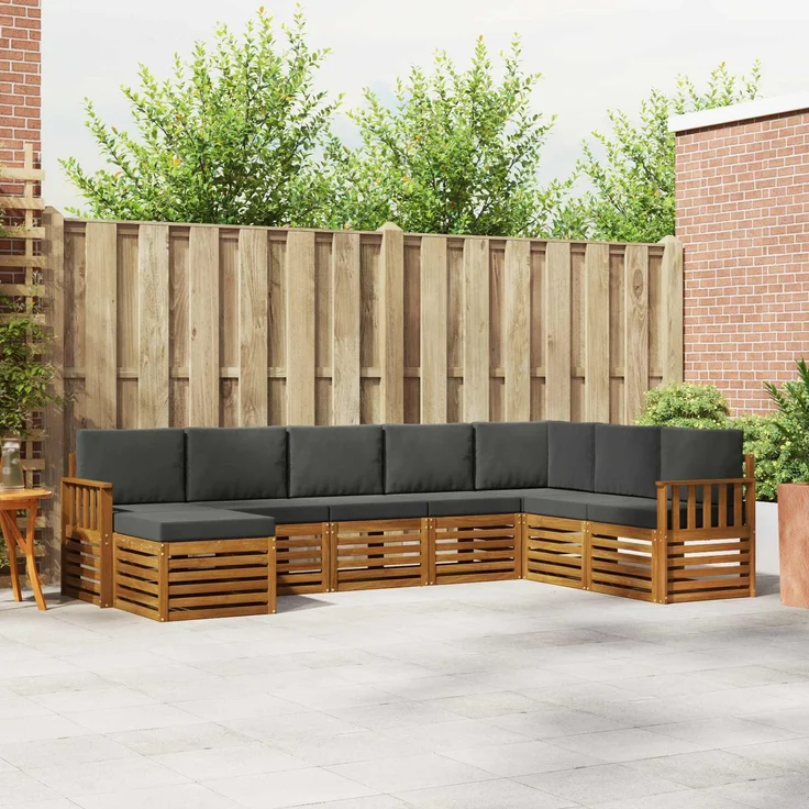 vidaXL Outdoor-Sofagarnitur 8 stk. 8-Sitzer Natur und Anthrazit 3375282 – Bild 1