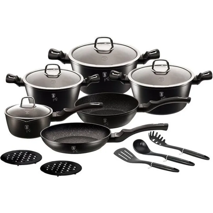 Berlinger Haus Kochen Berlinger Haus Topfset 15 El. Black Silver BH6155