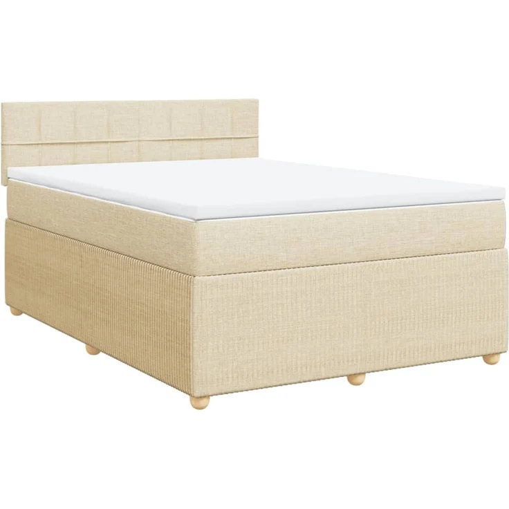 vidaXL Boxspringbett mit Matratze Creme 140x200 cm Stoff 3289784 – Bild 3