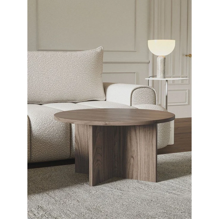 Selsey 'Ovo' Couchtisch rund, Holzoptik Nussbaum Wisconsin, ca. 40 x 76 x 76 cm – Bild 1