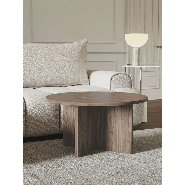 Selsey 'Ovo' Couchtisch rund, Holzoptik Nussbaum Wisconsin, ca. 40 x 76 x 76 cm