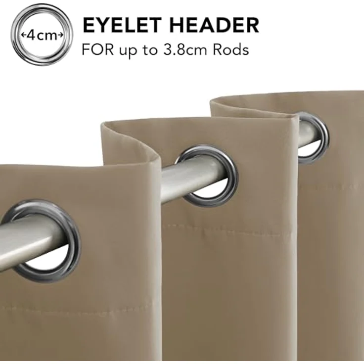 Deconovo Blickdichte Gardinen Ösenvorhang Blickdicht Vorhang Verdunkelung Wärmehaltung, 245x140 cm(HöhexBreite), Taupe, 2er Set – Bild 8