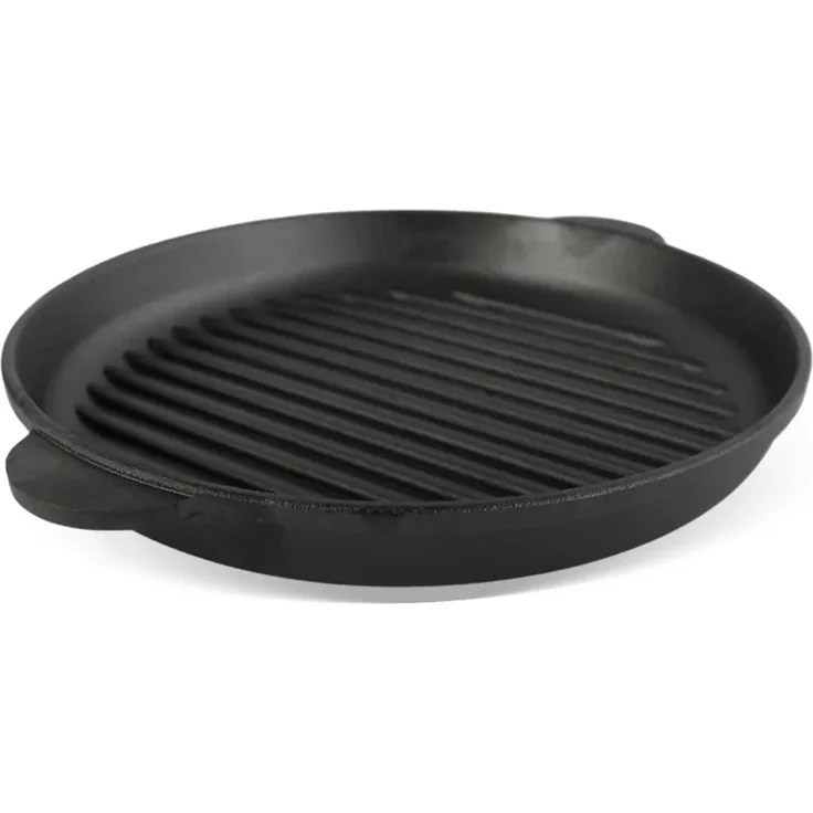 Ø30cm Grillpfanne aus Gusseisen Bräter Schmortopf zwei Griffe Servierpfanne Grill – Bild 3