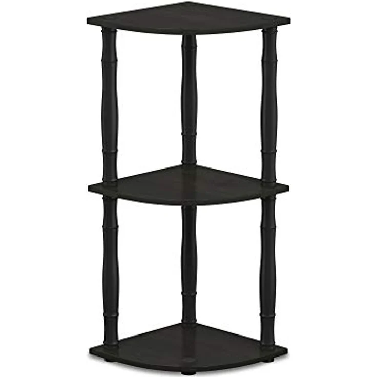 Furinno kompaktes Eck-Mehrzweck-Regal mit 3 Ebenen, holz, Espresso/Schwarz, 29.46 x 29.46 x 75.18 cm – Bild 5