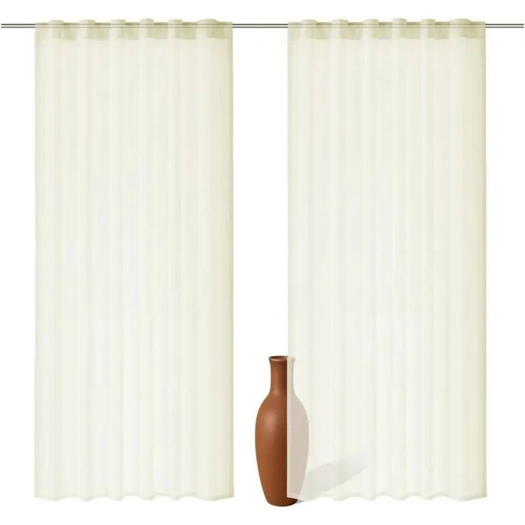 2er Set Schlaufenschal Voile creme 300cm transparent - Höhe (cm): 300, Farbe: Creme