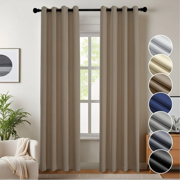 Simloveve Vorhang Gardinen Wärmeisolierende Schlafzimmer Blackout Curtain Lärmschutz (2 St), Ösen, blickdicht, Polyester, Höhe 145/175/225/245cm,2er-set Thermovorhang Verdunkelung Super Dicke – Bild 1