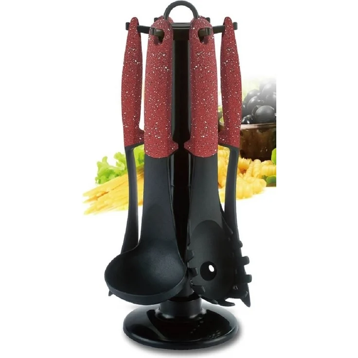 Küchenhelfer Küchenutensilien mit Ständer 7-tlg. Royalty Line RL-U6 braun