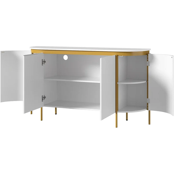 ZUBALIYA Sideboard 140x38x80 cm, mit 4 Türen, aus MDF, Weiß – Bild 15
