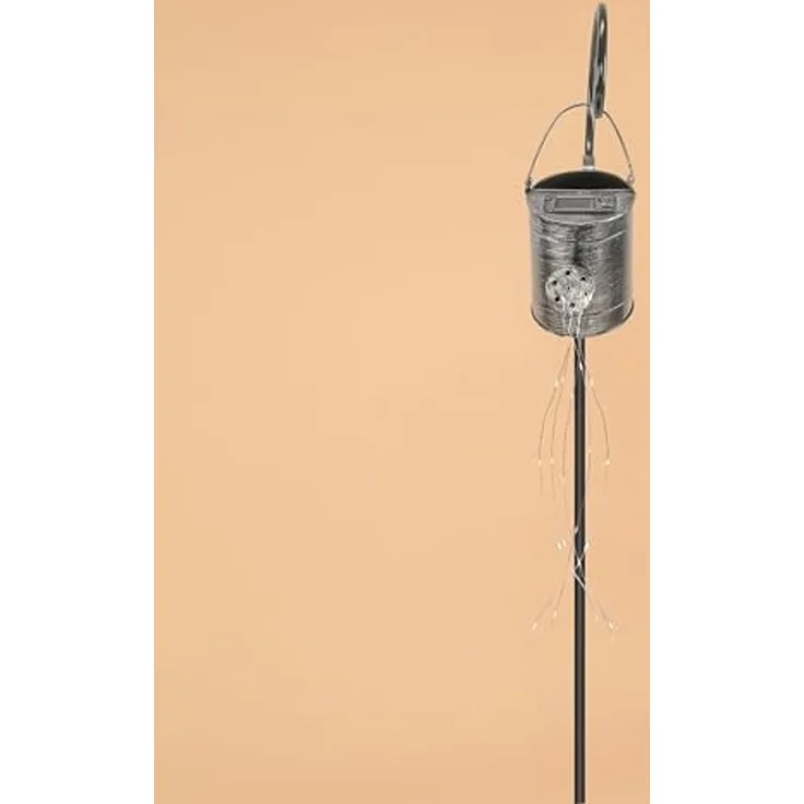 esotec LED Gartenleuchte Solar Steckleuchte Gießkanne + Lichterbündel, H=79cm, METALL 102387, automatisches Einschalten bei Dämmerung, LED fest integriert, warmweiß, LED-Lichterfäden, Komplettset – Bild 4