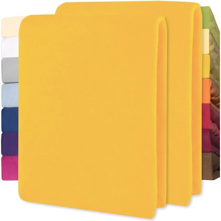 CelinaTex Jersey Spannbettlaken Lucina für Kids Doppelpack 60x120-70x140 cm mais gelb 100% Baumwolle gekämmt superweich Oeko-TEX