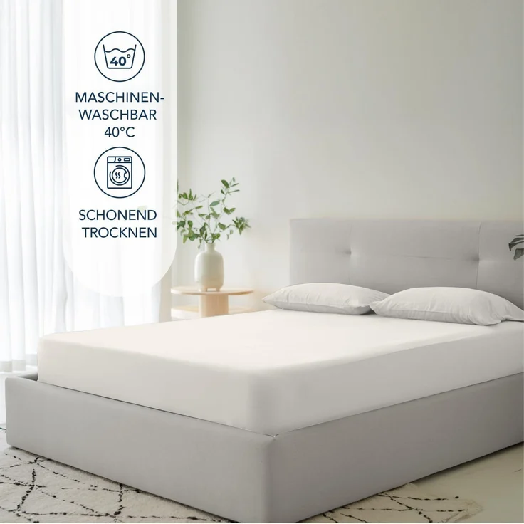 Dreamzie Spannbettlaken 180x200 cm - 35 cm Tiefe Tasche - 100% Mikrofaser Bettlaken - Elfenbein, Schadstoffgeprüft(Oeko TEX), Bettlaken mit Gummizug – Bild 5