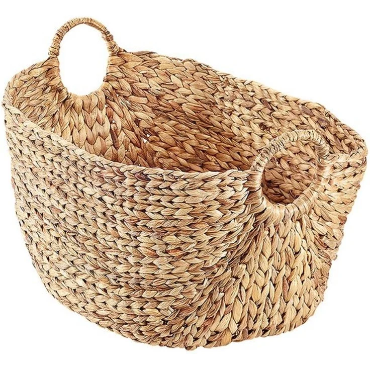 Kobolo Aufbewahrungskorb Korb aus Wasserhyazinthe mit Griffen 51x36x36cm – Bild 4