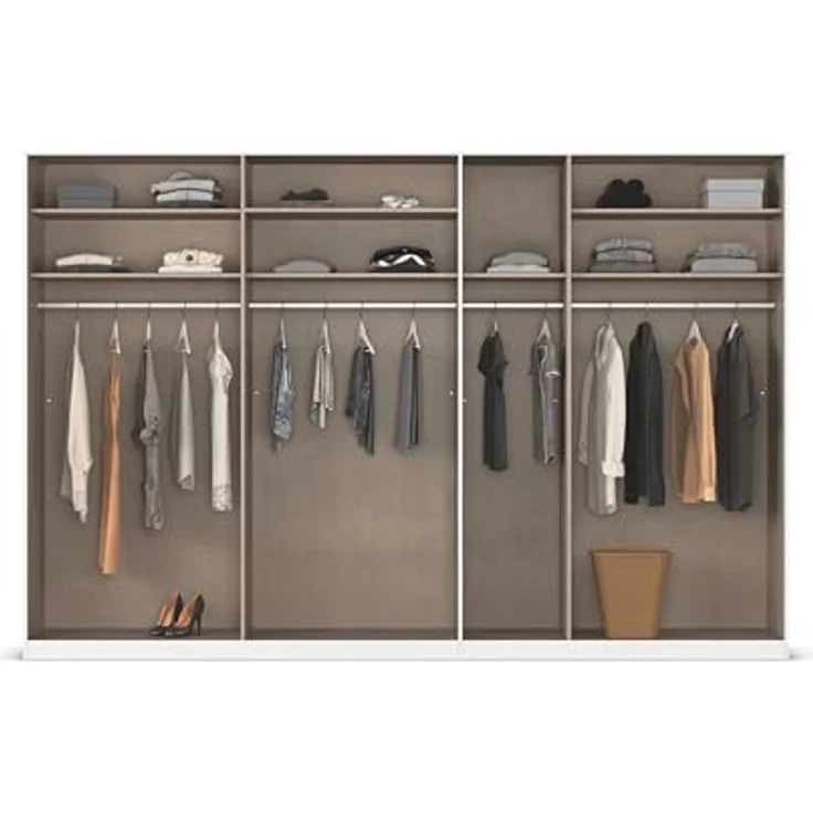 Rauch Möbel Alabama, Kleiderschrank für Schlafzimmer, Kinderzimmer, Wohnzimmer, Garderobe, Flur, 7-türig, Spiegel, mit Zubehör Classic, Farbe Weiß, Breite 315 cm – Bild 6