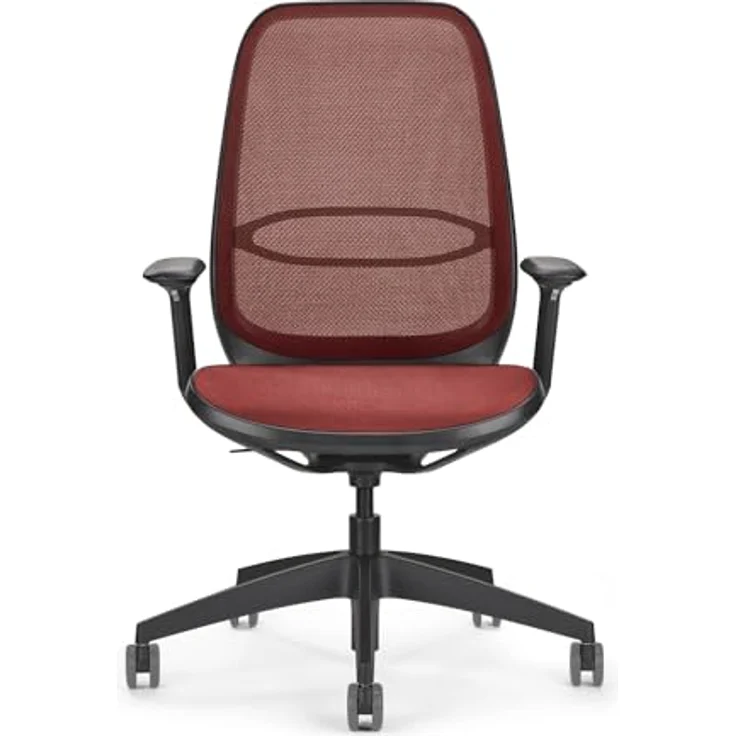 Sedus se:air Ergonomischer Drehstuhl, Bürostuhl, Kunststoff mit Rezyklat-Anteil, 100% Recyclingfähig, Rot,Schwarz, 42-55cm, bis 130kg Belastbar – Bild 3
