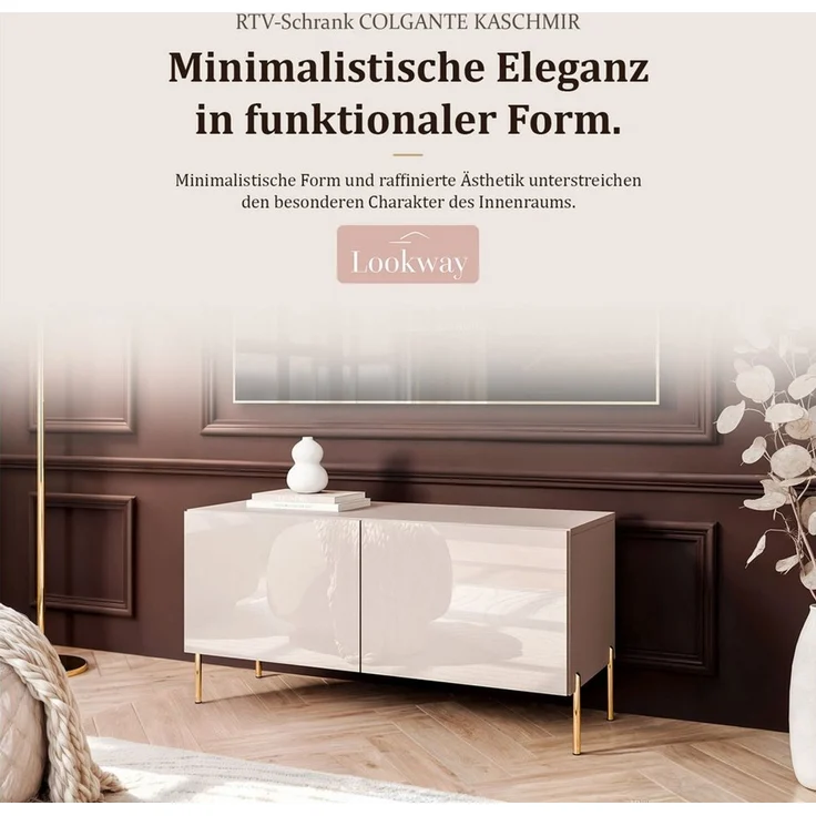 Lookway TV-Schrank COLGANTE 100 in Kaschmir Hochglanz mit Beinen 100x40x50 cm – Bild 3