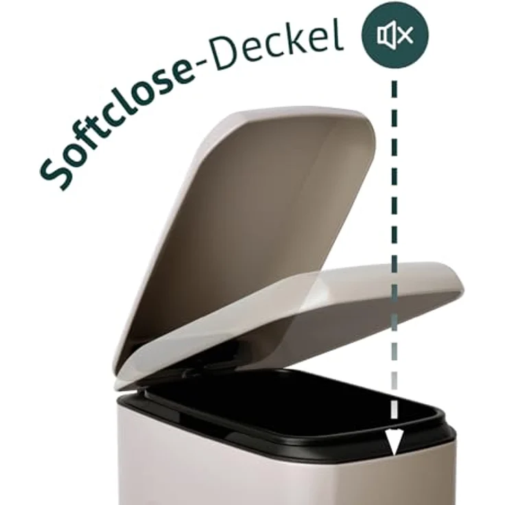 SVITA Mülleimer TS20, 20L Fußpedal mit herausnehmbarem Inneneimer, Softclose-Funktion, Stahl, Taupe – Bild 4