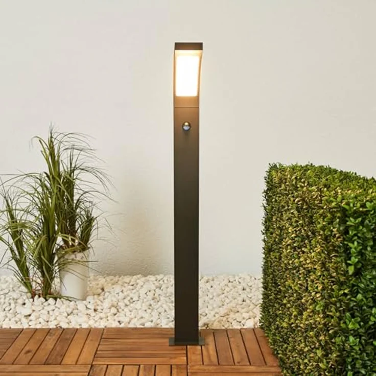 Lucande LED Außenleuchte Juvia, spritzwassergeschützt, Schwarz, mit Bewegungsmelder, 1-flammig, IP54, für Terrasse, Garten und Balkon – Bild 4