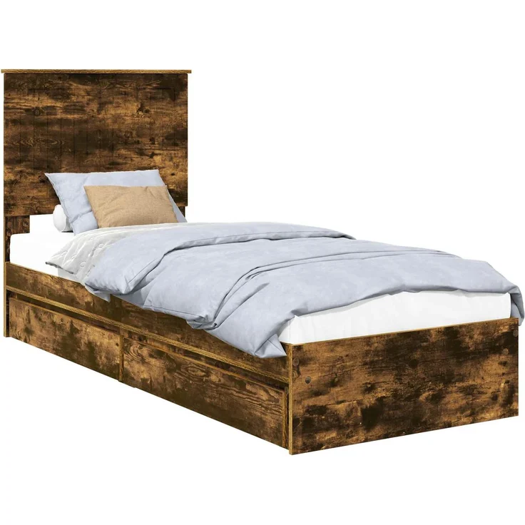 vidaXL Aufbewahrungsbett Geräucherte Eiche 75 x 190 cm Holzwerkstoff 3411261 – Bild 1