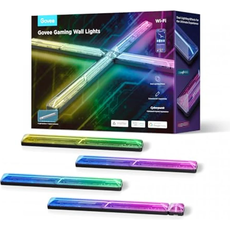 Govee H6063 Gaming-Wandleuchten 4+1, RGBIC Beleuchtung mit 16 Millionen Farben, App- und Sprachsteuerung – Bild 1