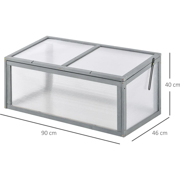 MELAYR, Frühbeet Holz und Polycarbonat Treibhaus 90 x 46 x 40 cm Gewächshaus mit Abdeckung wetterfest, Grau – Bild 5