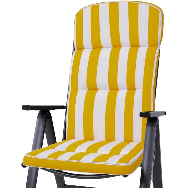 KETTtex Hochlehnerauflage Hochlehner Alicante 2153 gelb-weiß Blockstreifen 120x50x7 cm KETTtex, (1 St), Halteband verstellbar mit Bindebändern – Bild 2