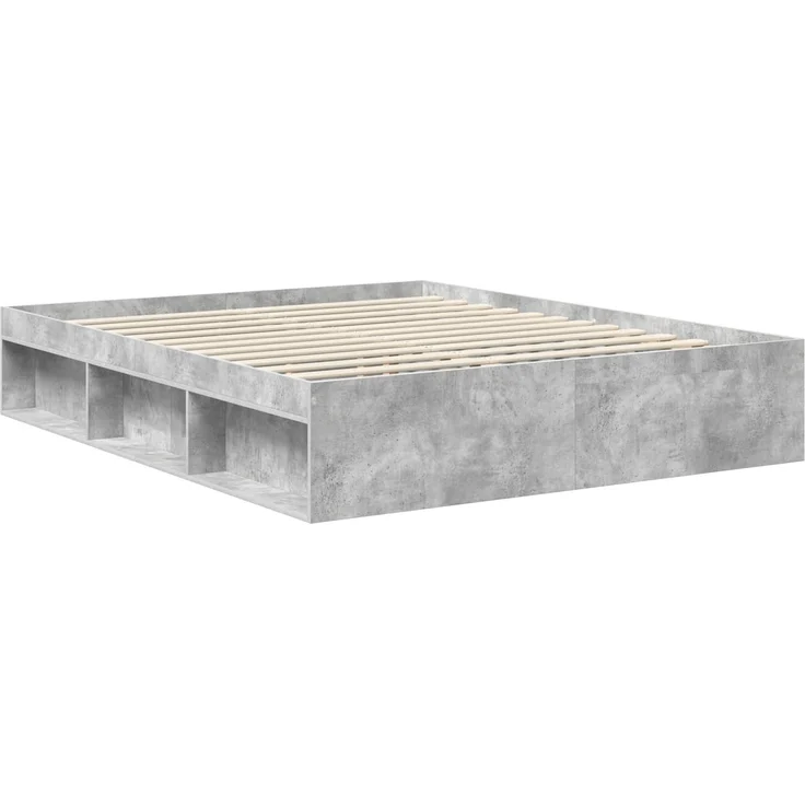 vidaXL Bettrahmen mit Kopfteil Beton 160 x 200 cm Massives Kiefernholz 3409738 – Bild 3