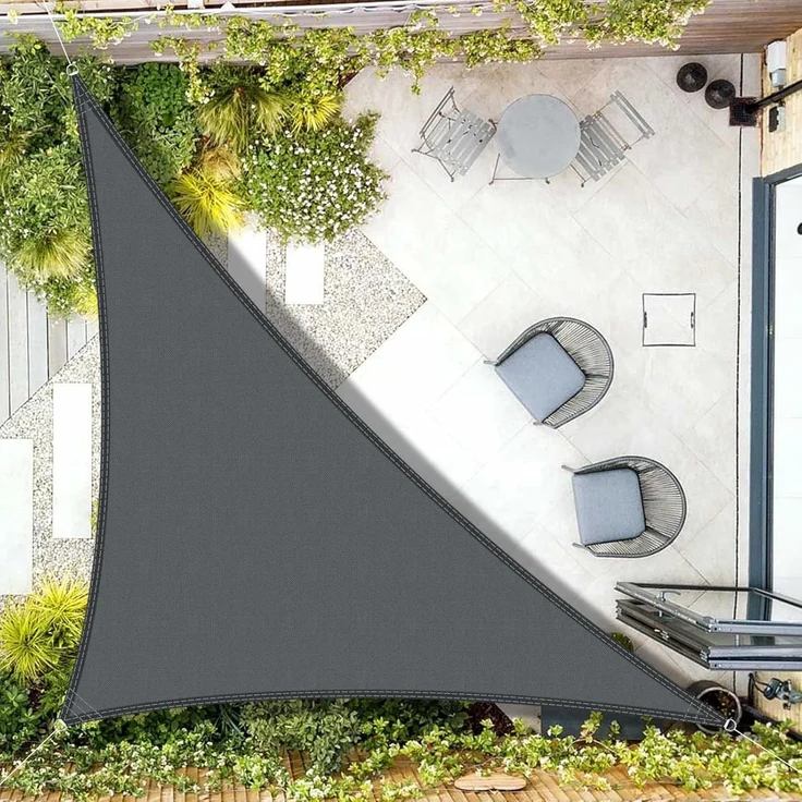 AXT SHADE Sonnensegel Wasserdicht Dreieck Rechtwinklig 4 x 4 x 5,65 m Wetterschutz Sonnenschutz PES Polyester mit UV Schutz für Terrasse Balkon Garten-Grau Anthrazit(Wir Machen Sondergrößen) – Bild 1
