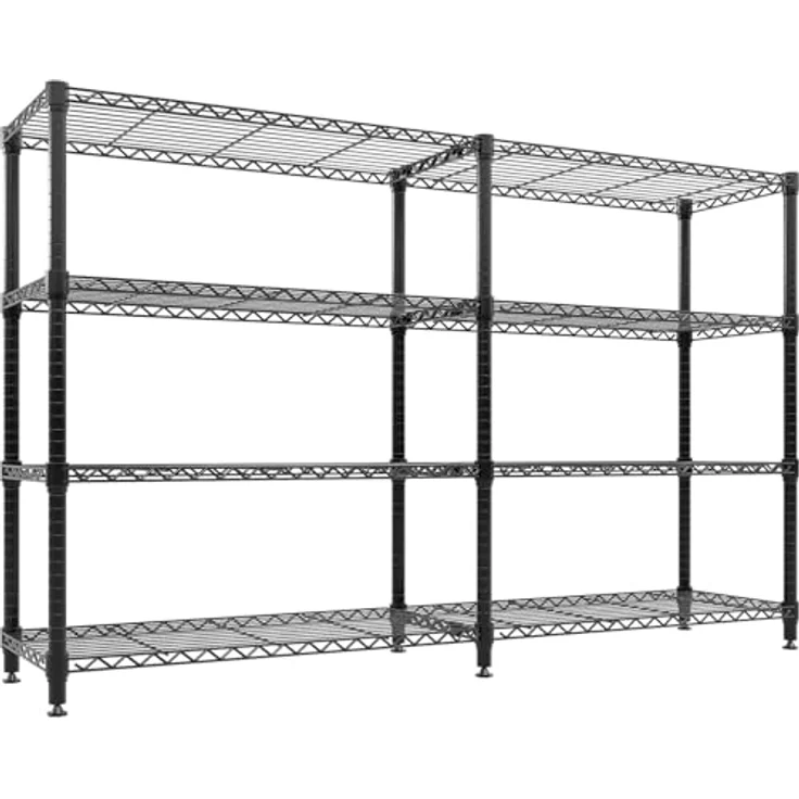 GarveeHome Schwerlastregal, Metallregal 4 Regalböden Je 120 kg Belastbar, Lagerregal 150x35x151(h) cm, Drahtregale Kellerregal Max. Gewicht 480kg, Höhenverstellbar Und Nivellierfüßen – Bild 3