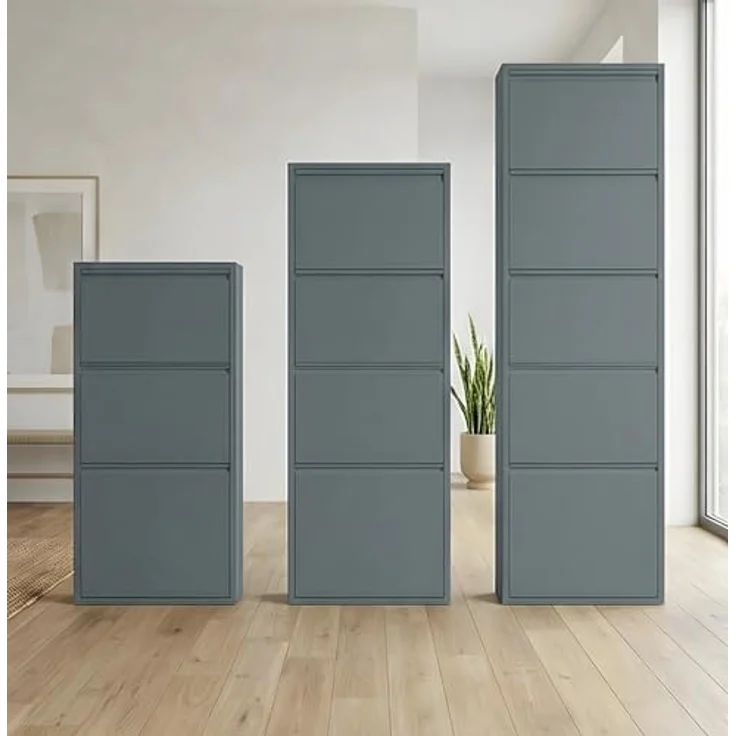ebuy24 Pisa Schuhkipper, Metall grau, 8 Klappen, 100x140x16 cm, Garderobe, Schuhaufbewahrung – Bild 6