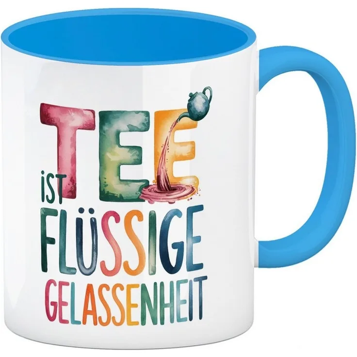 speecheese Tasse Tee ist flüssige Gelassenheit Kaffeebecher in hellblau