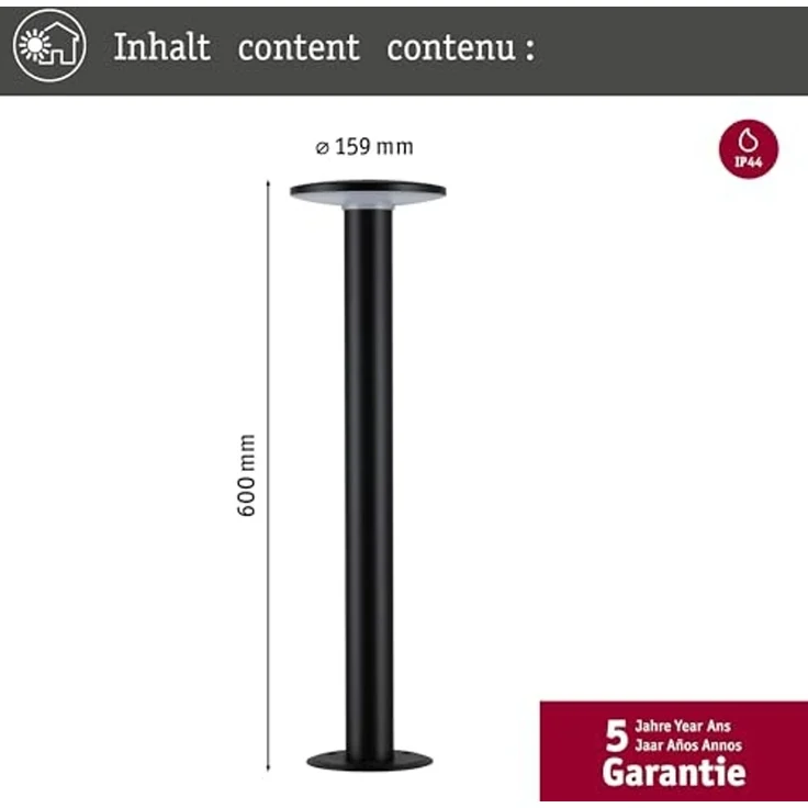 Paulmann 94755 LED Pollerleuchte Zigbee Plate insektenfreundlich Anthrazit – Bild 4
