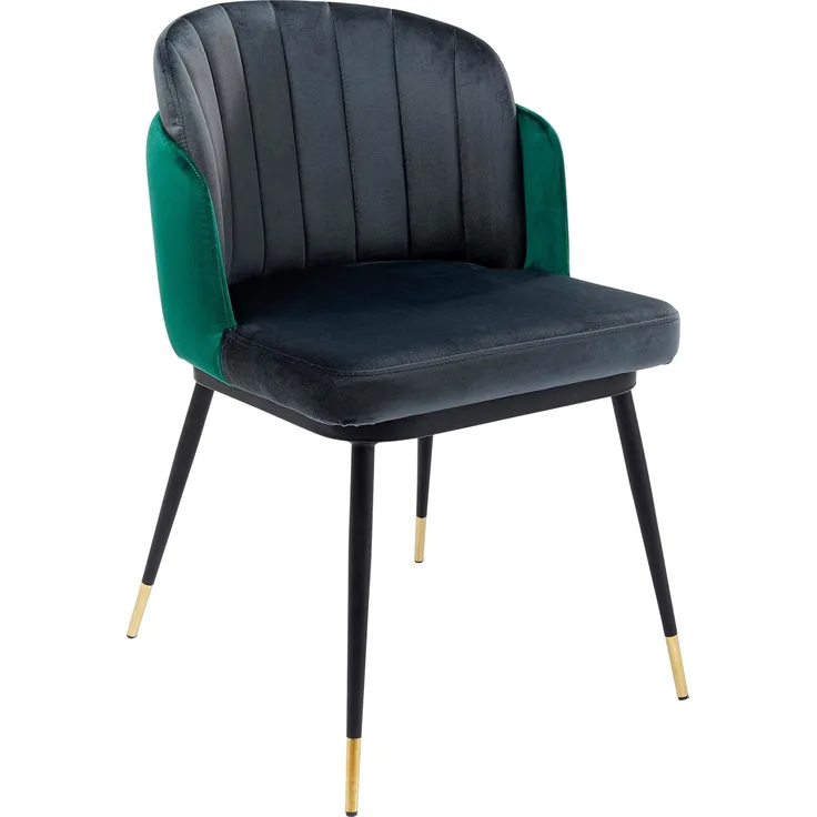 Kare Design Stuhl Hojas Grau, Polsterstuhl, Samtoptik, Sitzhöhe 49cm