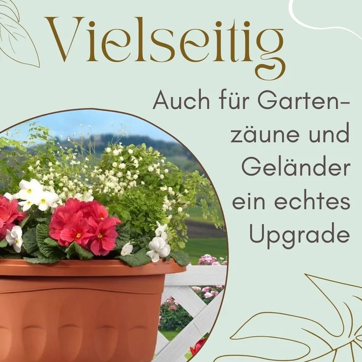 Blumenkasten Balkon Beidseitiger Balkonkasten mit Halterung Blumenkasten mit Wasserspeicher Pflanzkasten für Geländer Geländerkasten ohne Bohren Terracotta 40 cm – Bild 8
