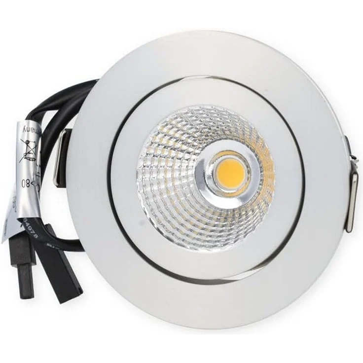 Brumberg Outdoor LED Einbaustrahler-Set inkl. Konverter, IP65, rund, 230V, 6W 3000K 650lm 38°, schwenkbar 30°, dimmbar, Alu – Bild 3