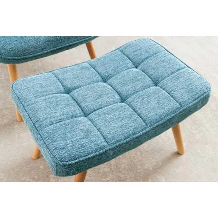 riess-ambiente Fußhocker SCANDINAVIA blau / natur (Einzelartikel, 1 St), Wohnzimmer · Strukturstoff · Massivholz · Scandinavian Design – Bild 8