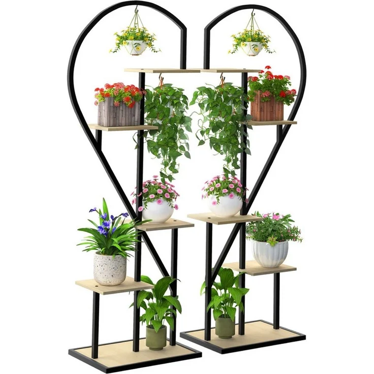 Ribelli Pflanzentreppe Pflanzenständer, schwarz / braun (2 St), Blumenständer – Bild 1
