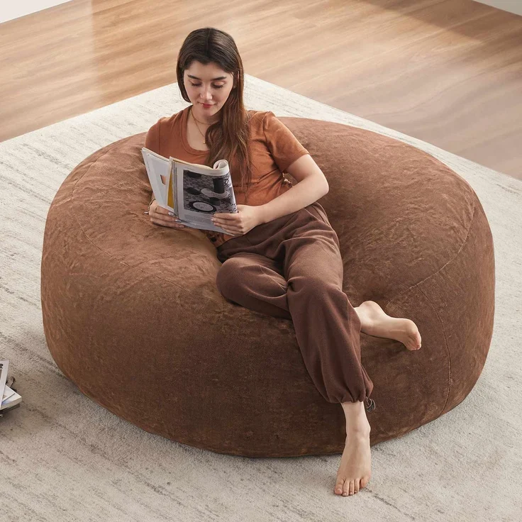 5FT Sitzsack,Sitzsackstuhl, Sofa für Erwachsene,weicher und bequemer Lesestuhl,geeignet für Schlafzimmer, Balkone und andere Orte--Kaffee--120x120x60cm--YOUDENOVA – Bild 1