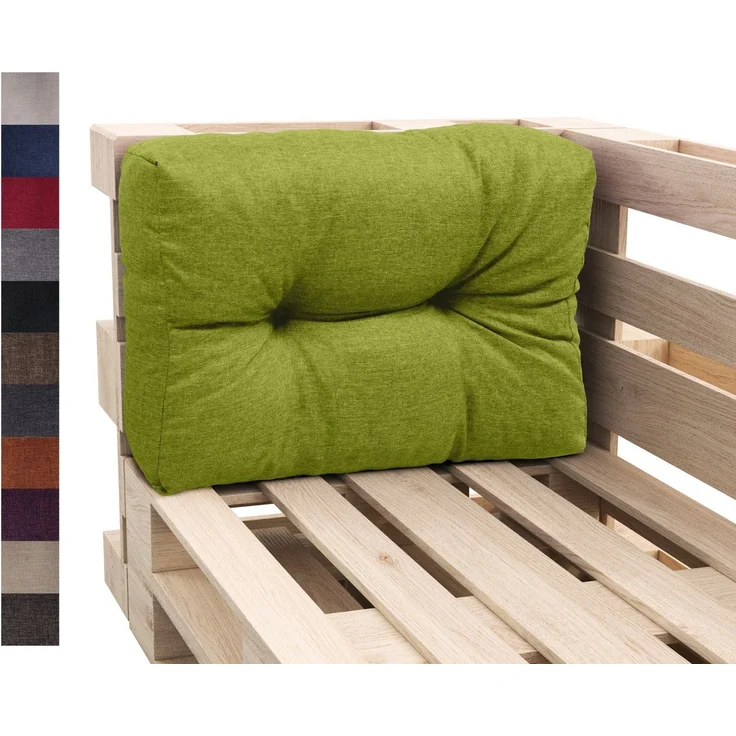 sunnypillow Rückenkissen Palettenkissen gesteppt Seitenkissen 60 x 40 x 15 cm, Grün