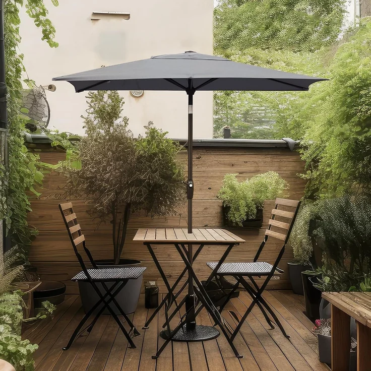 Sekey Sonnenschirm mit Kurbel und UV50+, knickbar, Aluminium grau, 210 × 140 cm – Bild 2