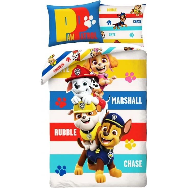 Paw Patrol Bettwäsche Set aus Baumwolle Bettdeckenbezug 140 × 200 cm mit 70 × 90 cm Kissenbezug