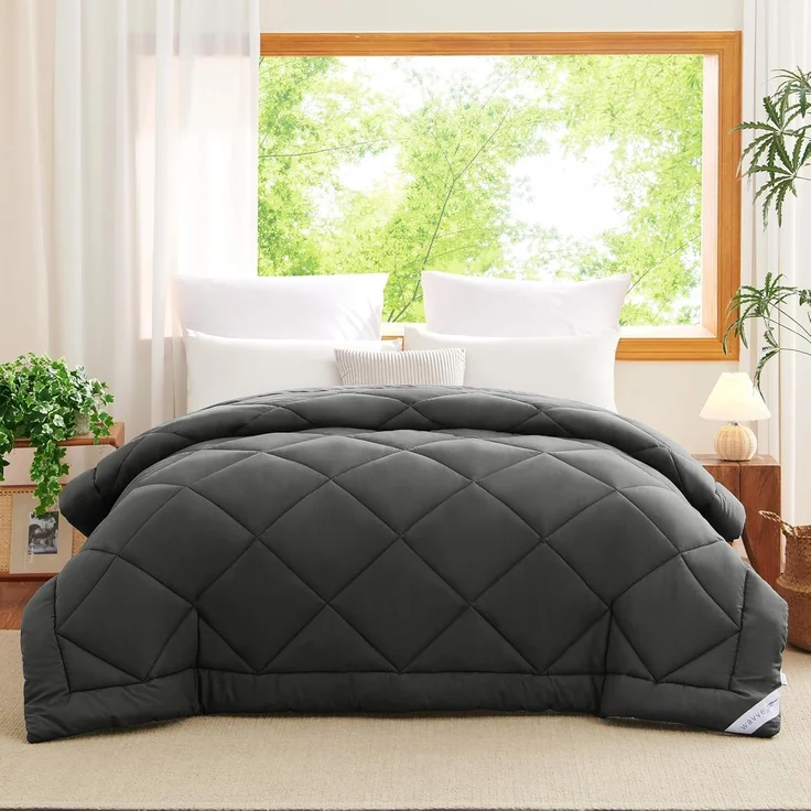 WAVVE Bettdecke 155x220 cm Ganzjahresdecke 4 Jahreszeiten, Steppdecke 300gsm Mikrofaser 155x220 cm, Super Weiche Decke Zudecke Schlafdecke Atmungsaktive 155x220 Grau – Bild 1