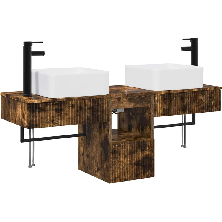 vidaXL Badezimmerschrank-Set 3 stk. Geräucherte Eiche 130 x 41 x 80 cm 3405602 – Bild 2