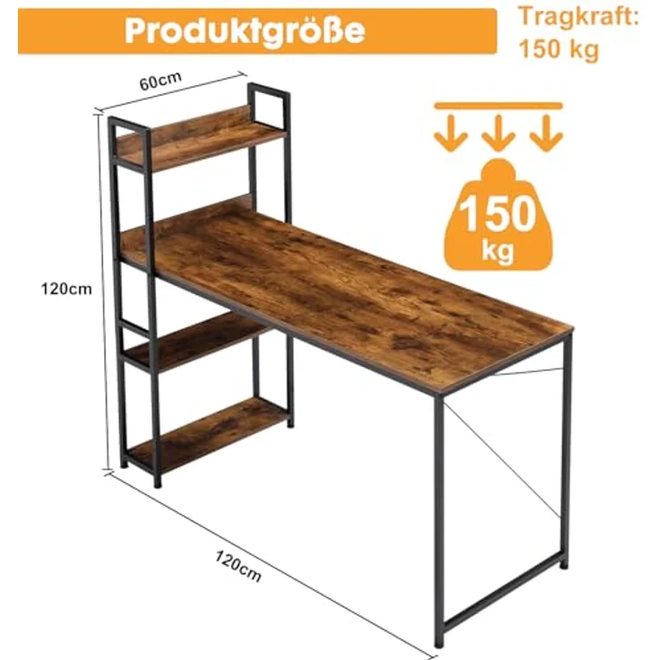 DUMOS Schreibtisch Computertisch Bürotisch mit Kopfhörer Halter und Aufbewahrungstasche Kleiner Schreibtisch Arbeitszimmer Holz PC Tisch Officetisch für Home Office – Bild 2